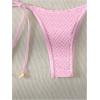 imageSHENHE Womens 2 Piece Halter Swimsuit Textured Tie Side Triangle Bikini Bathing SuitPink
