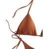 imageSHENHE Womens 2 Piece Halter Swimsuit Textured Tie Side Triangle Bikini Bathing SuitRust Brown