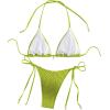 imageSHENHE Womens 2 Piece Halter Swimsuit Textured Tie Side Triangle Bikini Bathing SuitShell Decor Green