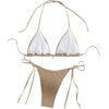 imageSHENHE Womens 2 Piece Halter Swimsuit Textured Tie Side Triangle Bikini Bathing SuitShell Decor Khaki