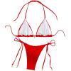 imageSHENHE Womens 2 Piece Halter Swimsuit Textured Tie Side Triangle Bikini Bathing SuitShell Decor Red