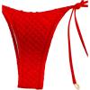 imageSHENHE Womens 2 Piece Halter Swimsuit Textured Tie Side Triangle Bikini Bathing SuitShell Decor Red