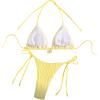 imageSHENHE Womens 2 Piece Halter Swimsuit Textured Tie Side Triangle Bikini Bathing SuitSolid Yellow