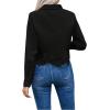 imageSHENHE Womens Button Up Guipure Lace Trim Long Sleeve Crop Top Shirt Elegant BlouseBlack