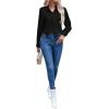 imageSHENHE Womens Button Up Guipure Lace Trim Long Sleeve Crop Top Shirt Elegant BlouseBlack