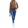 imageSHENHE Womens Button Up Guipure Lace Trim Long Sleeve Crop Top Shirt Elegant BlouseBrown