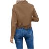 imageSHENHE Womens Button Up Guipure Lace Trim Long Sleeve Crop Top Shirt Elegant BlouseBrown
