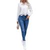 imageSHENHE Womens Button Up Guipure Lace Trim Long Sleeve Crop Top Shirt Elegant BlouseWhite