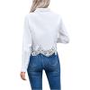 imageSHENHE Womens Button Up Guipure Lace Trim Long Sleeve Crop Top Shirt Elegant BlouseWhite