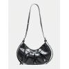 imageSHENHE Womens Casual Hobo Shoulder Bag Y2K PU Leather Ruched Zipper Clutch HandbagBlack