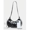 imageSHENHE Womens Casual Hobo Shoulder Bag Y2K PU Leather Ruched Zipper Clutch HandbagBlack