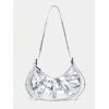 imageSHENHE Womens Casual Hobo Shoulder Bag Y2K PU Leather Ruched Zipper Clutch HandbagSilver