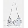 imageSHENHE Womens Casual Hobo Shoulder Bag Y2K PU Leather Ruched Zipper Clutch HandbagSilver