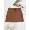 imageSHENHE Womens Drawstring Waist Casual Sweat Skirt Sports Mini Skirt with PocketsBrown
