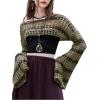 imageSHENHE Womens Hollow Out Knitted Pullover Sweater Crochet Cropped Sweater Top Long Sleeve Casual Cover Up TopArmy Green