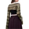imageSHENHE Womens Hollow Out Knitted Pullover Sweater Crochet Cropped Sweater Top Long Sleeve Casual Cover Up TopArmy Green