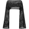 imageSHENHE Womens Hollow Out Knitted Pullover Sweater Crochet Cropped Sweater Top Long Sleeve Casual Cover Up TopBlack