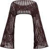 imageSHENHE Womens Hollow Out Knitted Pullover Sweater Crochet Cropped Sweater Top Long Sleeve Casual Cover Up TopSolid Coffee Brown