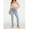 imageSHENHE Womens Mesh Sheer V Neck Tie Front Long Sleeve Solid Crop CardiganKhaki