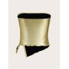 imageSHENHE Womens Metallic Split Hem Ruched Tube Bandeau Tank Strapless Party Rave Crop TopGold