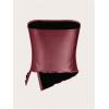 imageSHENHE Womens Metallic Split Hem Ruched Tube Bandeau Tank Strapless Party Rave Crop TopRose Red