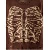 imageSHENHE Womens Oversized Skeleton Pattern Ripped Round Neck Sweater PulloverBrown