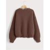 imageSHENHE Womens Oversized Skeleton Pattern Ripped Round Neck Sweater PulloverCoffee Brown