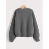 imageSHENHE Womens Oversized Skeleton Pattern Ripped Round Neck Sweater PulloverGrey