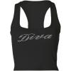 imageSHENHE Womens Ribbed Knit Rhinestone Letter Print Racerback Y2k Crop Tank TopBlack a