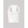imageSHENHE Womens Ribbed Knit Rhinestone Letter Print Racerback Y2k Crop Tank TopWhite