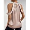 imageSHENHE Womens Satin Twisted Halter Neck Keyhole Back Sleeveless Elegant Blouse Tank TopChampagne