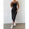 imageSHENHE Womens Split Thigh Twist Backless Spaghetti Strap Sleeveless Bodycon Midi DressesBlack