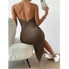 imageSHENHE Womens Split Thigh Twist Backless Spaghetti Strap Sleeveless Bodycon Midi DressesBrown
