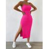 imageSHENHE Womens Split Thigh Twist Backless Spaghetti Strap Sleeveless Bodycon Midi DressesHot Pink