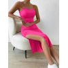 imageSHENHE Womens Split Thigh Twist Backless Spaghetti Strap Sleeveless Bodycon Midi DressesHot Pink