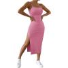 imageSHENHE Womens Split Thigh Twist Backless Spaghetti Strap Sleeveless Bodycon Midi DressesLight Pink