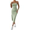 imageSHENHE Womens Split Thigh Twist Backless Spaghetti Strap Sleeveless Bodycon Midi DressesLime Green