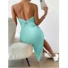 imageSHENHE Womens Split Thigh Twist Backless Spaghetti Strap Sleeveless Bodycon Midi DressesMint Blue