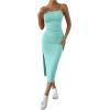 imageSHENHE Womens Split Thigh Twist Backless Spaghetti Strap Sleeveless Bodycon Midi DressesMint Blue