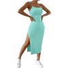 imageSHENHE Womens Split Thigh Twist Backless Spaghetti Strap Sleeveless Bodycon Midi DressesMint Blue