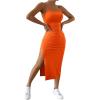 imageSHENHE Womens Split Thigh Twist Backless Spaghetti Strap Sleeveless Bodycon Midi DressesOrange