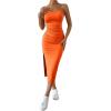 imageSHENHE Womens Split Thigh Twist Backless Spaghetti Strap Sleeveless Bodycon Midi DressesOrange