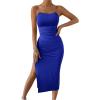imageSHENHE Womens Split Thigh Twist Backless Spaghetti Strap Sleeveless Bodycon Midi DressesRoyal Blue