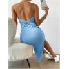 imageSHENHE Womens Split Thigh Twist Backless Spaghetti Strap Sleeveless Bodycon Midi DressesSky Blue