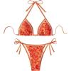 imageSHENHE Womens 2 Piece Halter Swimsuit Textured Tie Side Triangle Bikini Bathing SuitPaisley Burnt Orange