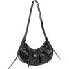 imageSHENHE Womens Casual Hobo Shoulder Bag Y2K PU Leather Ruched Zipper Clutch HandbagBlack