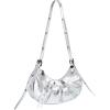 imageSHENHE Womens Casual Hobo Shoulder Bag Y2K PU Leather Ruched Zipper Clutch HandbagSilver