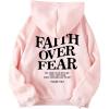 imageSHENHE Womens Graphic Hoodie Slogan Faith Over Fear Christian Hoodie Pullover SweatshirtPink