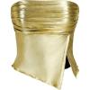imageSHENHE Womens Metallic Split Hem Ruched Tube Bandeau Tank Strapless Party Rave Crop TopGold