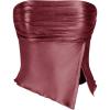 imageSHENHE Womens Metallic Split Hem Ruched Tube Bandeau Tank Strapless Party Rave Crop TopRose Red